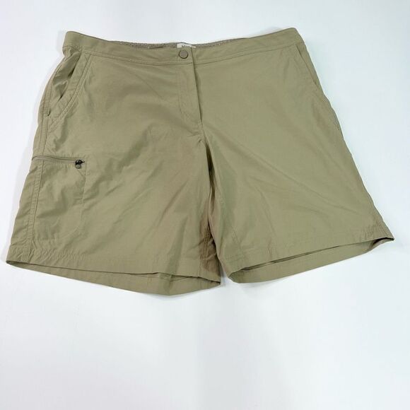 L.L Bean Trail Shorts Women's18 Khaki Brown Mid-Rise Water-Repellent - Picture 1 of 10